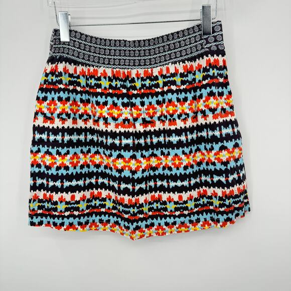 Anthropologie Porridge multi color boho Aztec print mini skirt lined size 2 - Picture 3 of 8